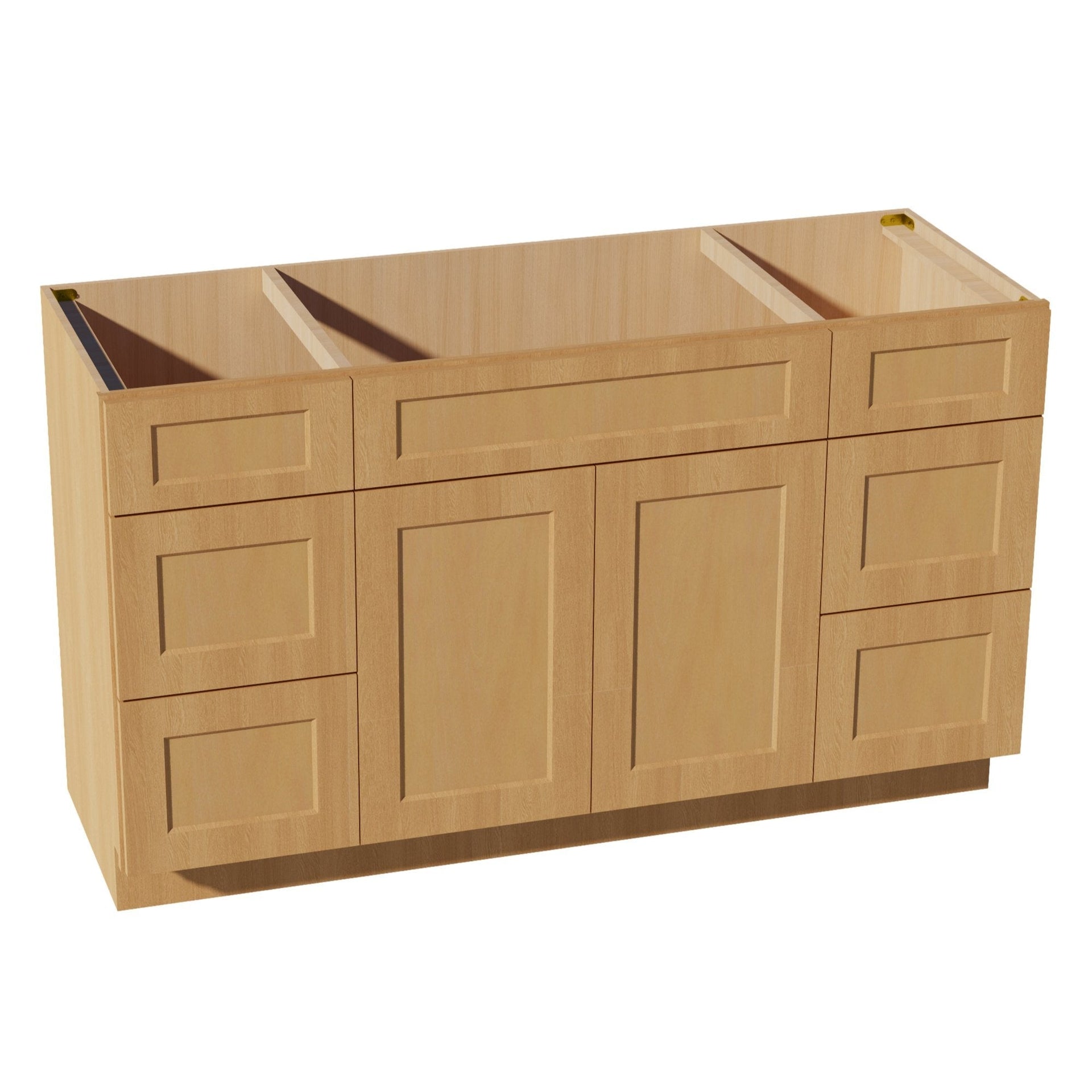 VSD60SINGLE-ST  Vanity Sink Base Combo Cabinet  4 Doors 3 Drawers & 2 False Drawers Single Vanity - Shaker Style - Timber   60"W x 34-1/2"H x 21"D