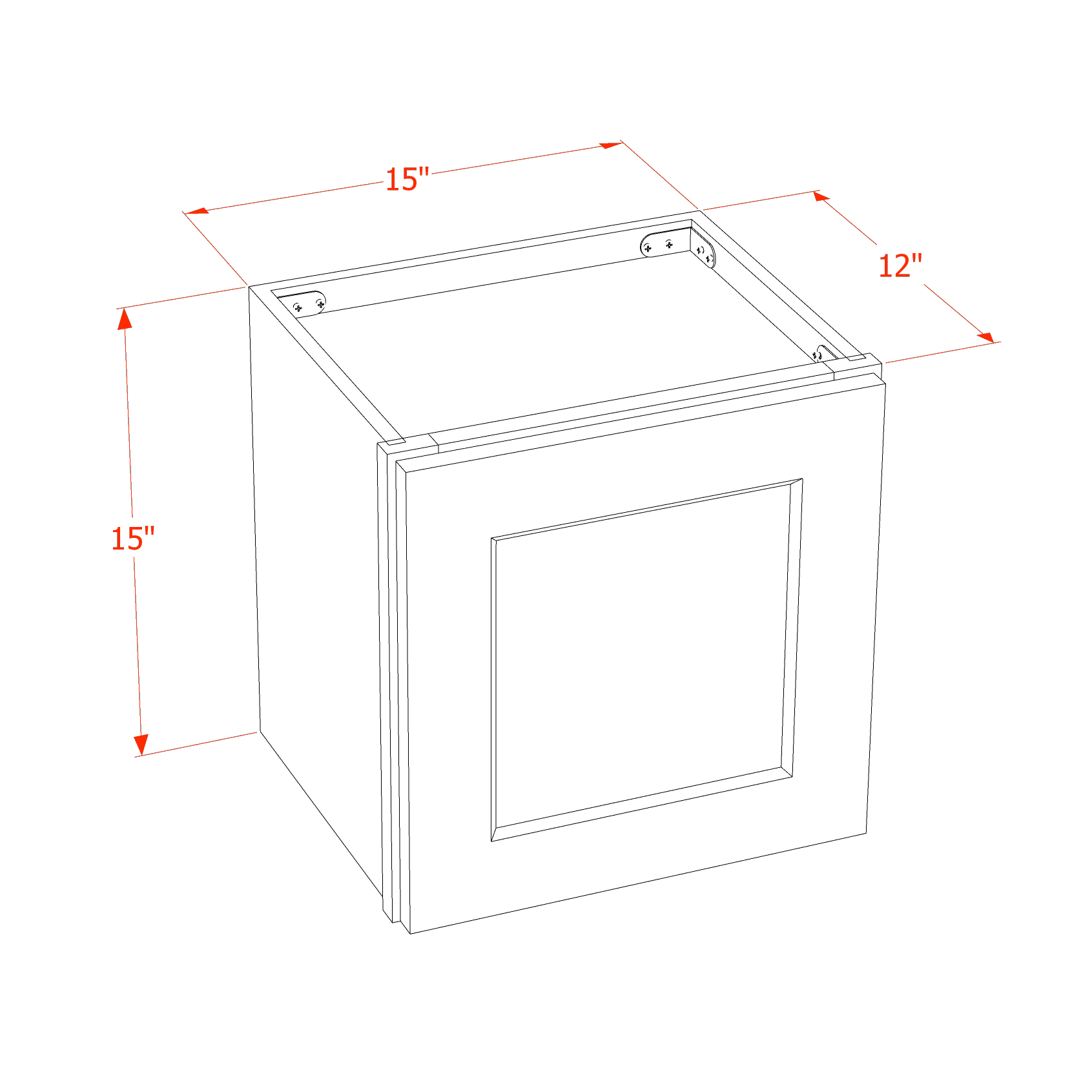 W1515-ST  Wall Cabinet 1 Door & 2 Shelves - Shaker Style - Timber   15"W x 15"H x 12"D