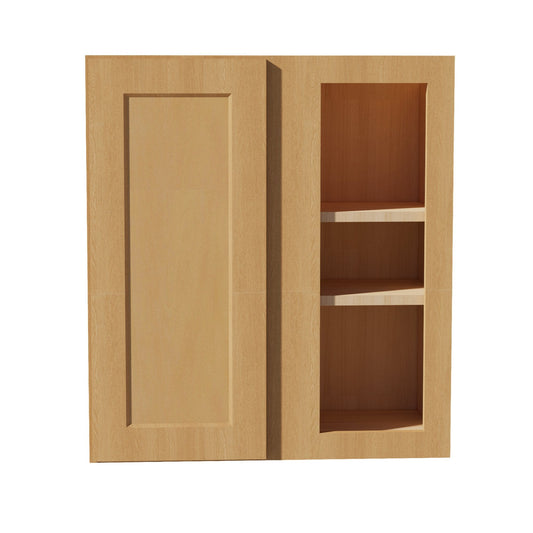 WBC2730-ST: Shaker Timber 27"W x 30"H 1 Door & 2 Shelves Wall Blind Corner Cabinets
