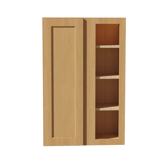 WBC2742-ST: Shaker Timber 27"W x 42"H 1 Door & 2 Shelves Wall Blind Corner Cabinets