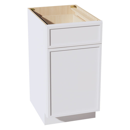B18-SSW: Slim Shaker White 18" 1 Drawer 1 Door Standard Base Cabinet