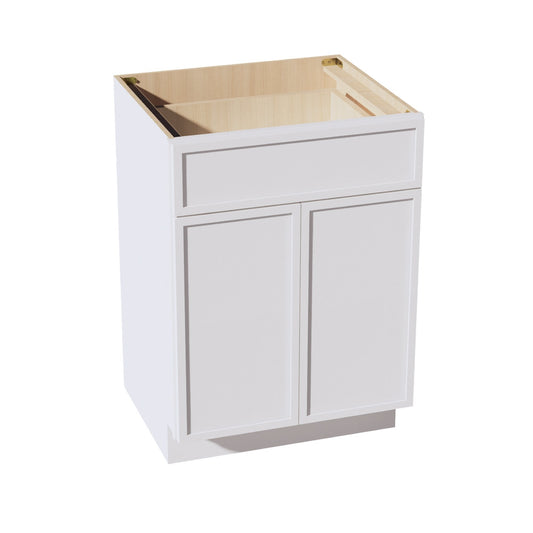 VB2421-SSW  Vanity Base Cabinet 2 Doors & 1 Drawer - Slim Shaker Style - White   24"W x 34-1/2"H x 24"D